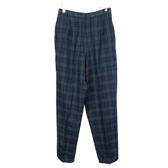 Starwear VTG Plaid Pants L Womens Green Blue Polyester Blend Classic Pockets - Picture 5 of 5